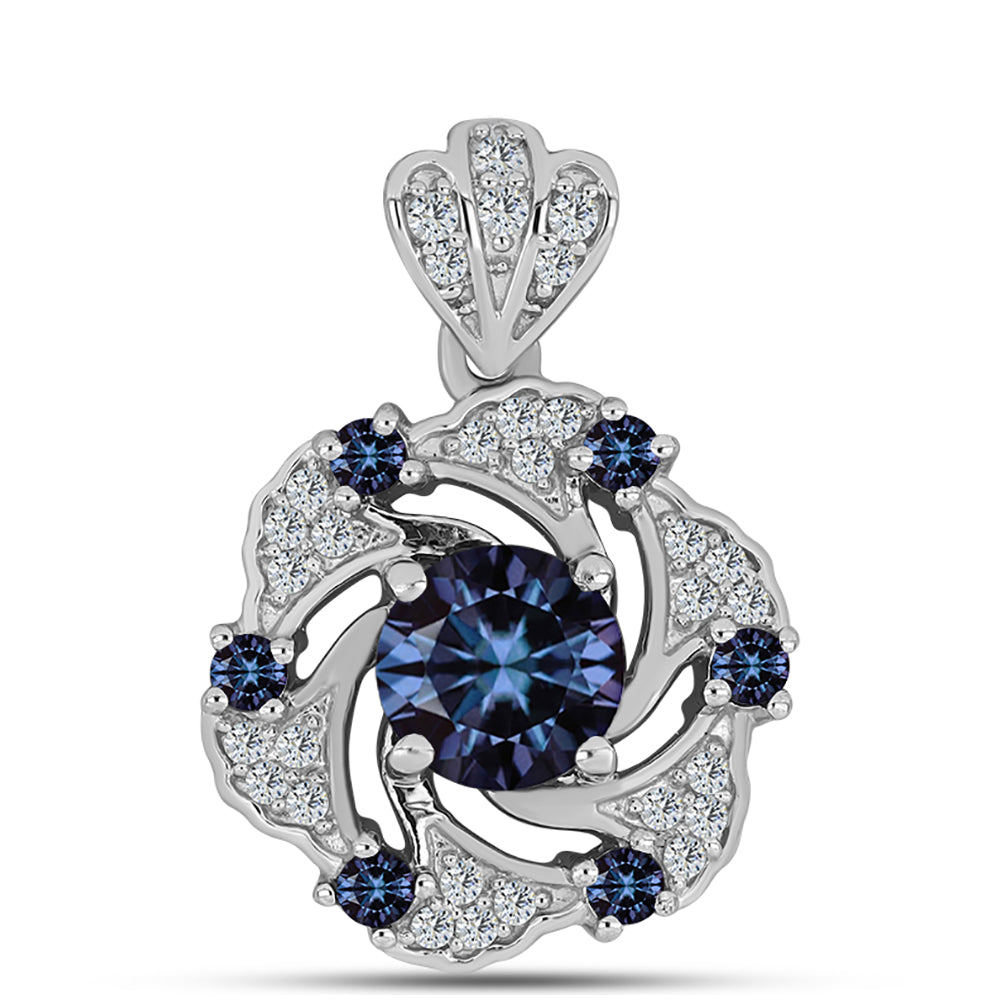 Zawieszka ze srebra próba 925 z "Purpurowym Imperialnym" mossanitem i białym topazem 1 