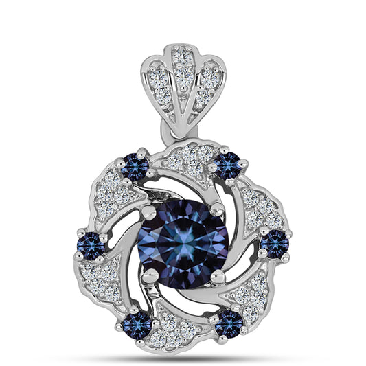 Zawieszka ze srebra próba 925 z "Purpurowym Imperialnym" mossanitem i białym topazem