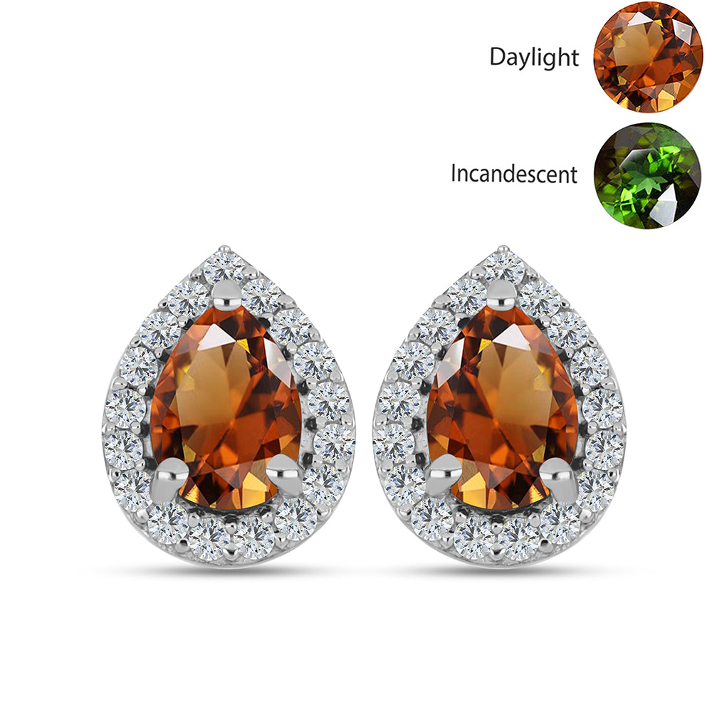 Kolczyki ze srebra próbe 925 z certyfikowanym anatolijskim zultanitem hodowanym w laboratorium i białym topazem