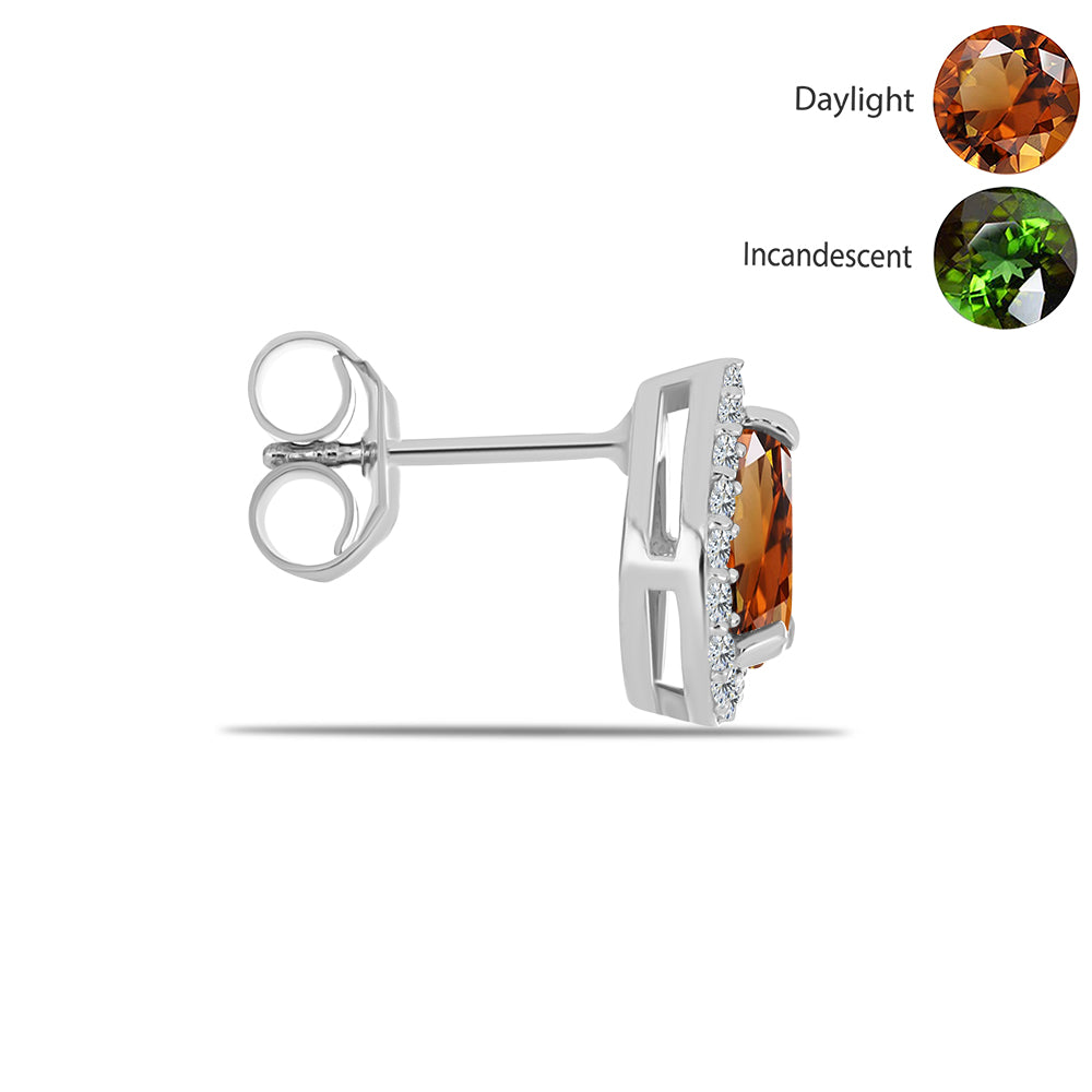 Kolczyki ze srebra próbe 925 z certyfikowanym anatolijskim zultanitem hodowanym w laboratorium i białym topazem