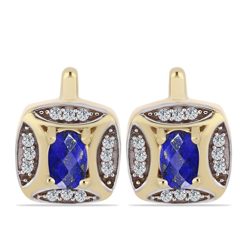 Kolczyki srebrne pozłacane z lapisem lazuli i białym topazem