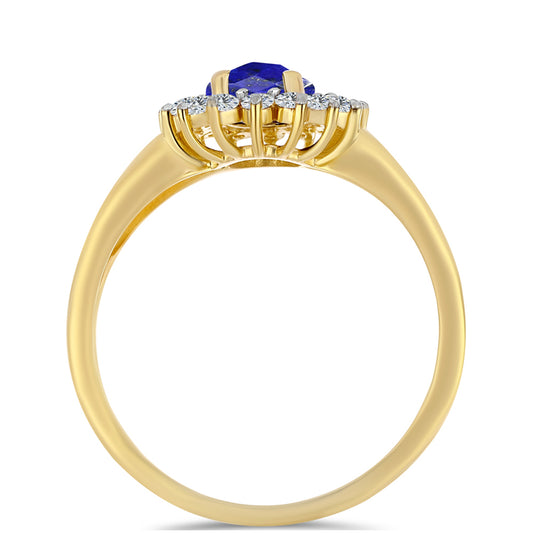 Pierścionek srebrny pozłacany z lapisem lazuli i białym topazem