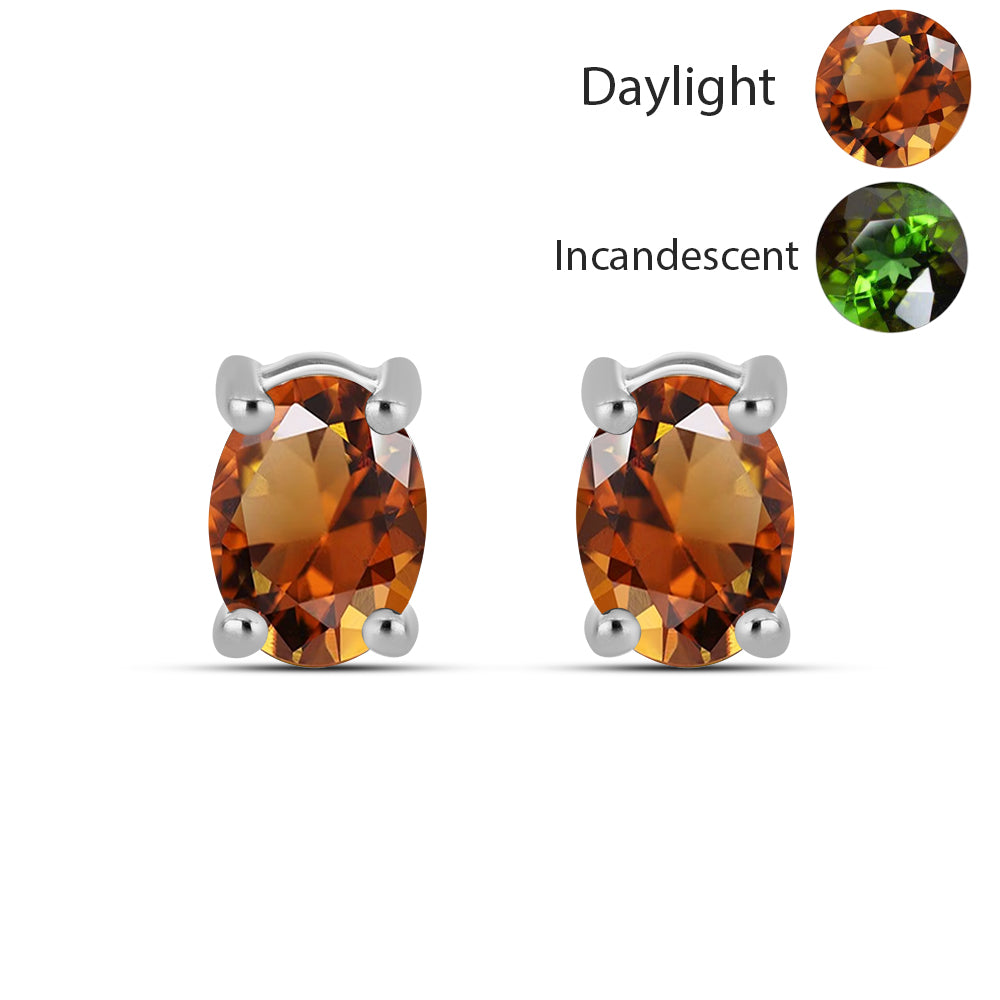 Kolczyki ze srebra próbe 925 z certyfikowanym anatolijskim zultanitem hodowanym w laboratorium