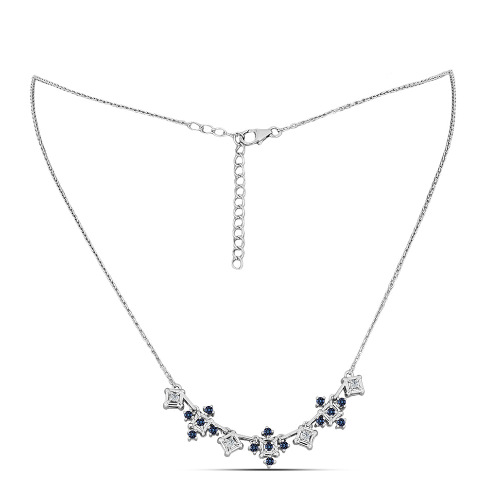 Naszyjnik ze srebra próby 925 z "Purpurowym Imperialnym" mossanitem i białym topazem 1 