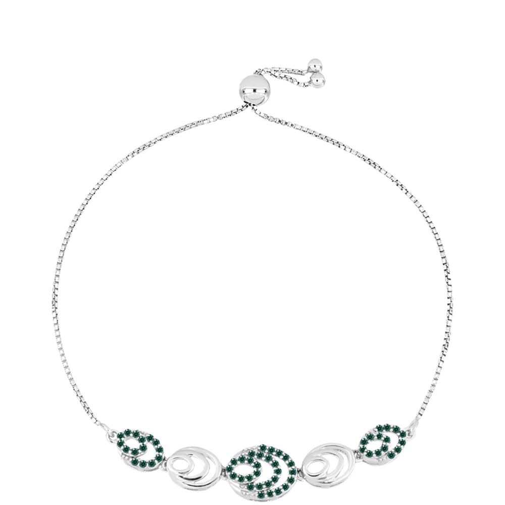 Bransoletka ze srebra próba 925 z zielononiebieskim Mossanitem