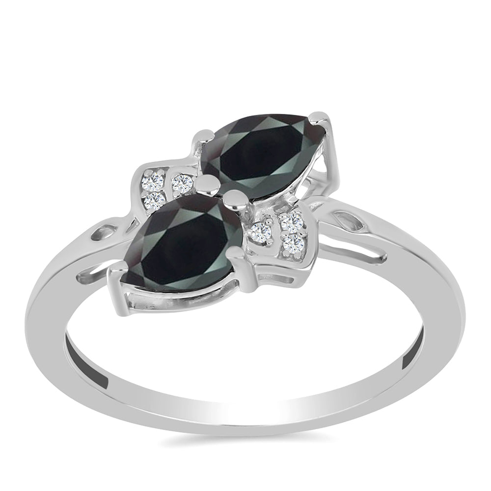 Pierścionek ze srebra próby 925 z obsidianem i białym topazem