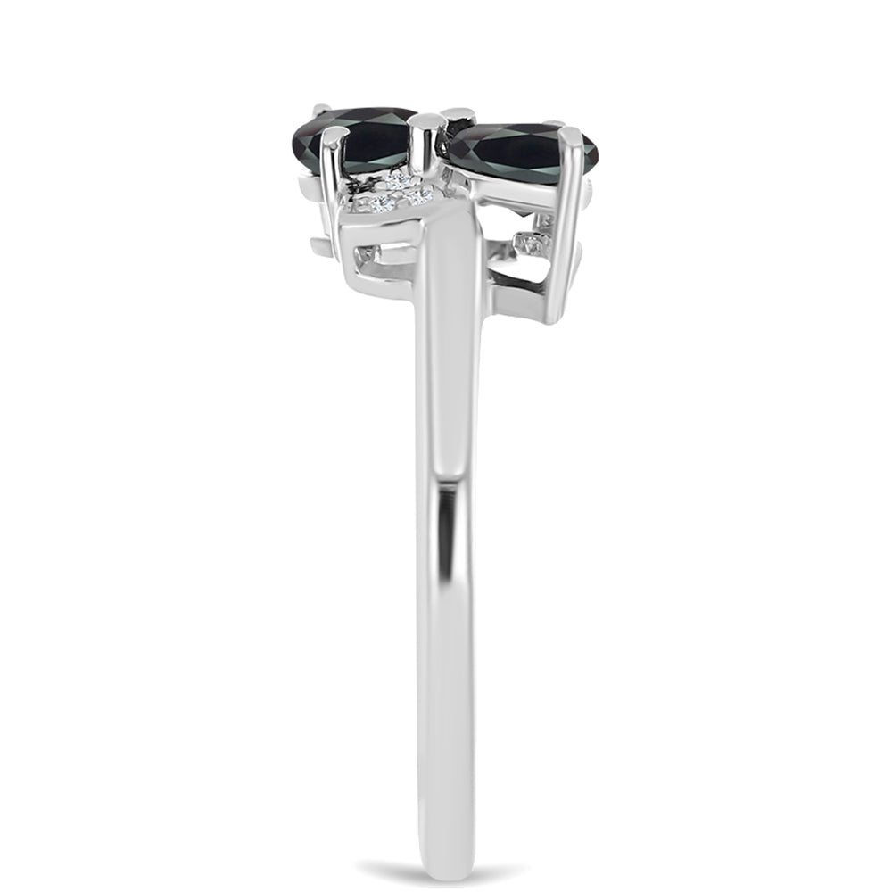 Pierścionek ze srebra próby 925 z obsidianem i białym topazem