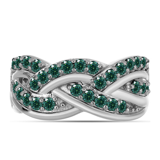 Pierścionek ze srebra próby 925 z zielononiebieskim Mossanitem