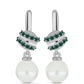 Kolczyki ze srebra próbe 925 z zielononiebieskim Mossanitem i białą perłą słodkowodną