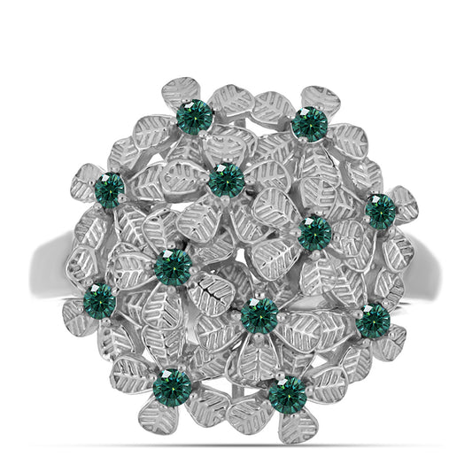 Pierścionek ze srebra próby 925 z zielononiebieskim Mossanitem