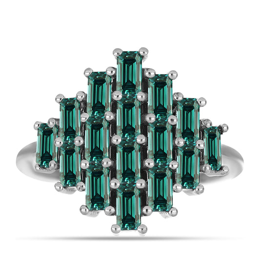 Pierścionek ze srebra próby 925 z zielononiebieskim Mossanitem