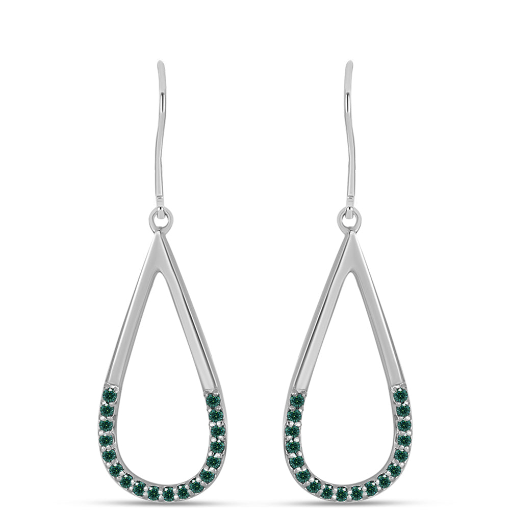 Kolczyki ze srebra próbe 925 z zielononiebieskim Mossanitem