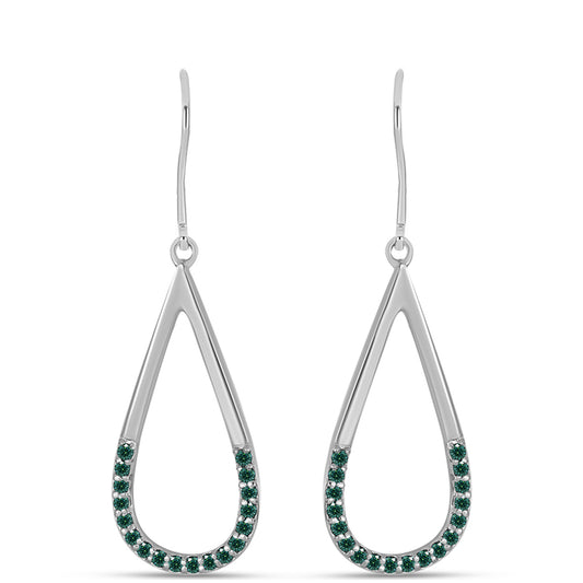 Kolczyki ze srebra próbe 925 z zielononiebieskim Mossanitem