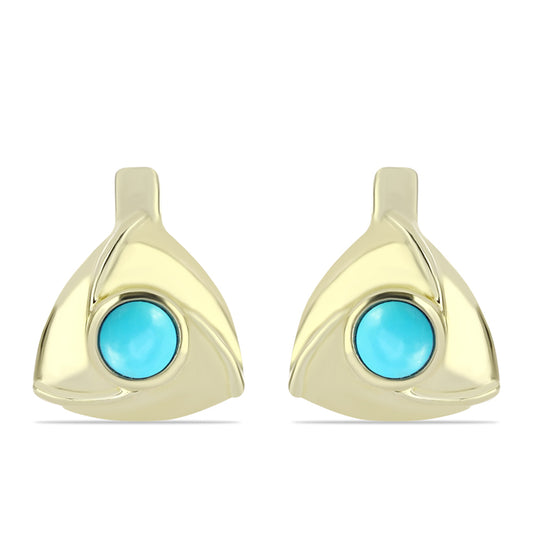 Kolczyki srebrne pozłacane z niebieskim turkusem