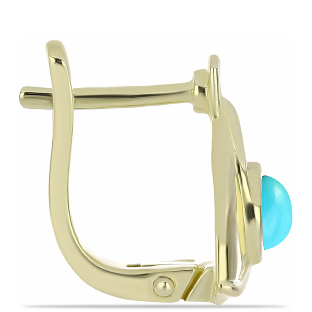 Kolczyki srebrne pozłacane z niebieskim turkusem 2 