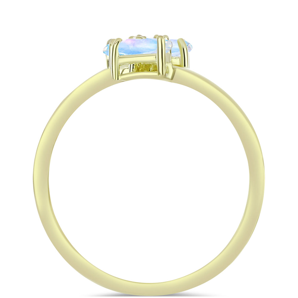 Pierścionek srebrny pozłacany z tęczowym kamieniem księżycowym