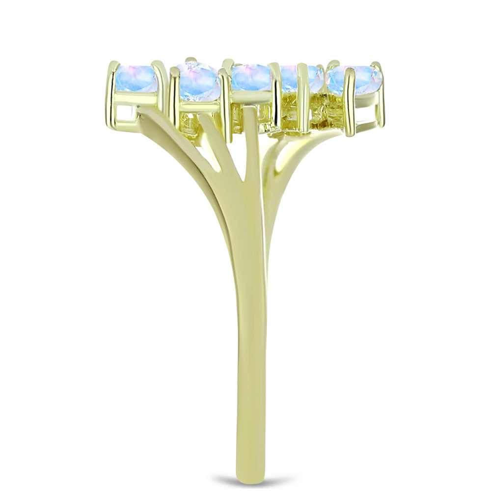 Pierścionek srebrny pozłacany z tęczowym kamieniem księżycowym 4 