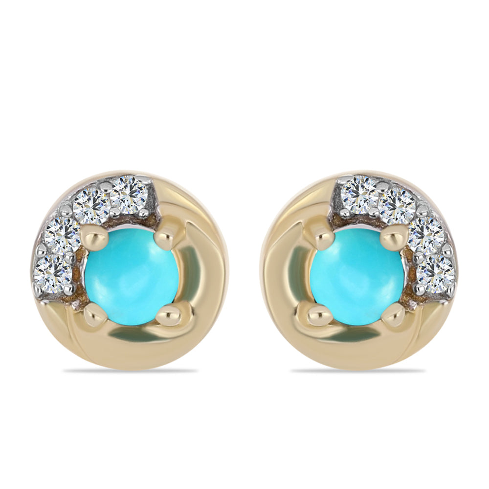 Kolczyki srebrne pozłacane z niebieskim turkusem i białym topazem