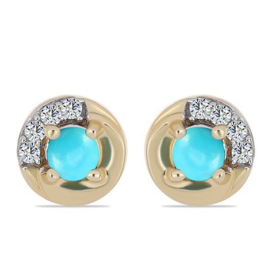 Kolczyki srebrne pozłacane z niebieskim turkusem i białym topazem