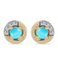 Kolczyki srebrne pozłacane z niebieskim turkusem i białym topazem