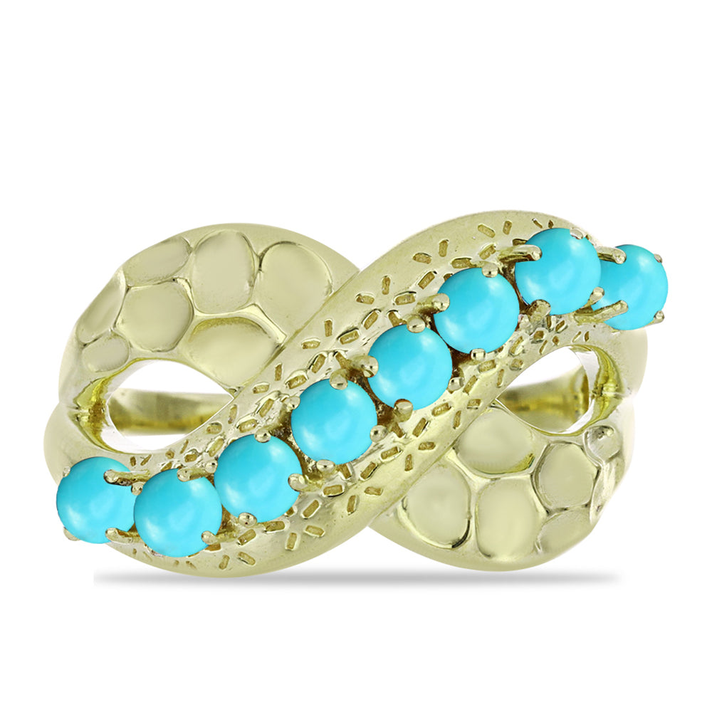 Pierścionek srebrny pozłacany z niebieskim turkusem 1 