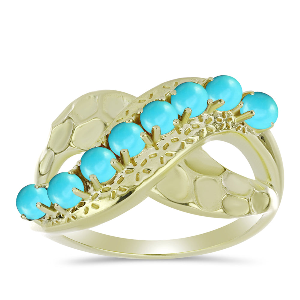 Pierścionek srebrny pozłacany z niebieskim turkusem 3 