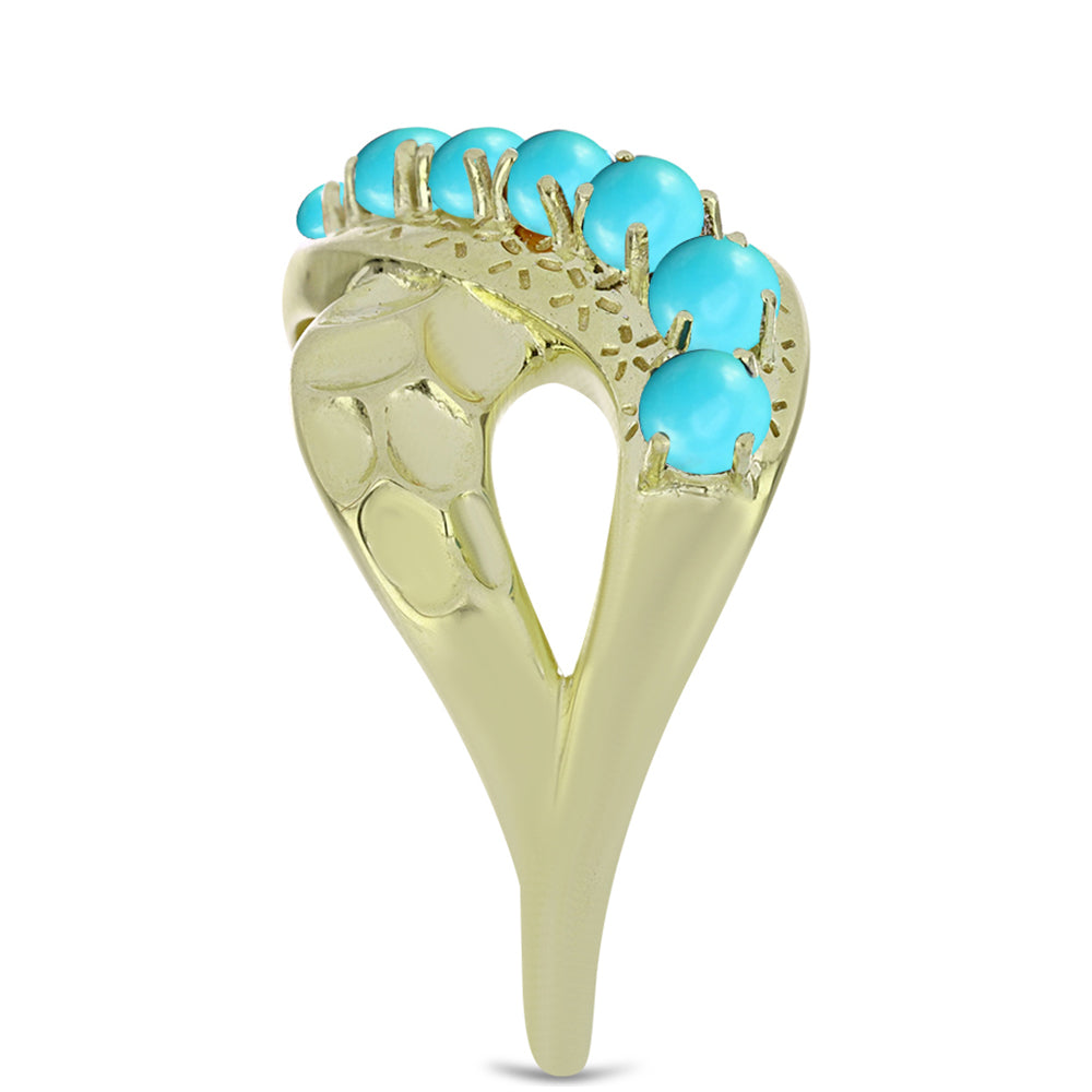 Pierścionek srebrny pozłacany z niebieskim turkusem