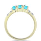 Pierścionek srebrny pozłacany z niebieskim turkusem i białym topazem