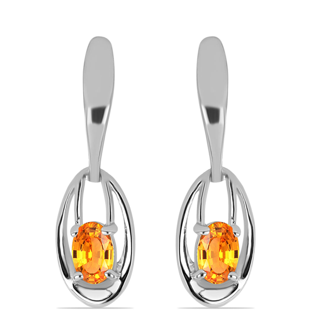 Kolczyki ze srebra próbe 925 z szafirem padparadscha