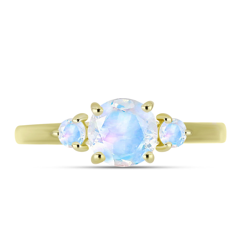 Pierścionek srebrny pozłacany z tęczowym kamieniem księżycowym 1 