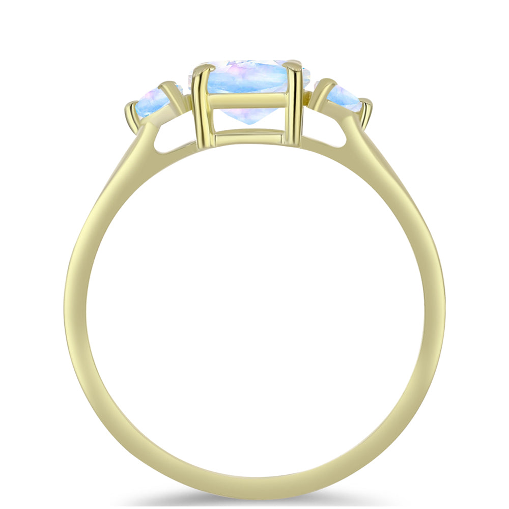 Pierścionek srebrny pozłacany z tęczowym kamieniem księżycowym 2 