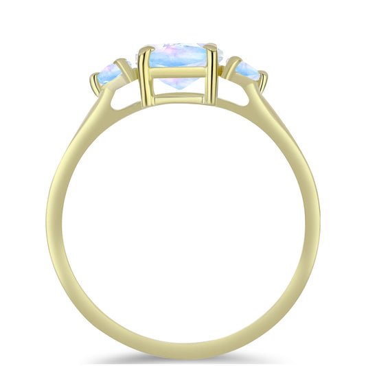 Pierścionek srebrny pozłacany z tęczowym kamieniem księżycowym