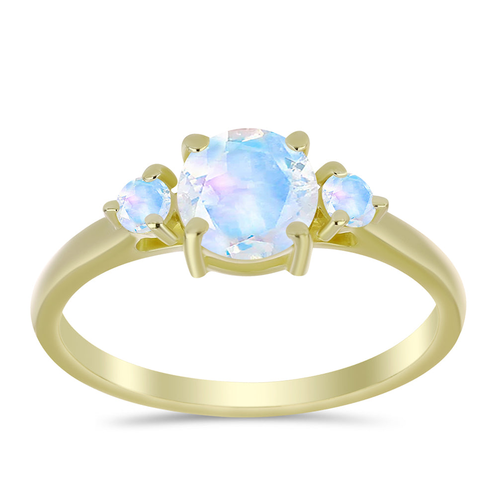 Pierścionek srebrny pozłacany z tęczowym kamieniem księżycowym 3 