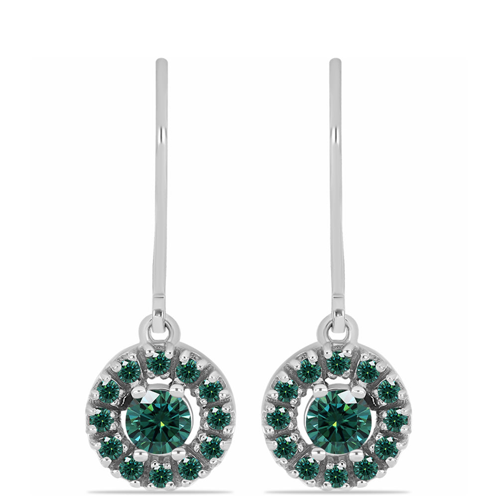 Kolczyki ze srebra próbe 925 z zielononiebieskim Mossanitem 1 