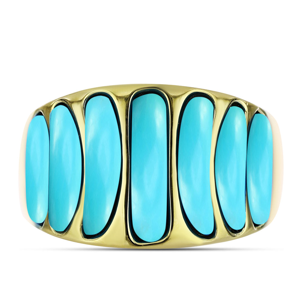 Pierścionek srebrny pozłacany z niebieskim turkusem