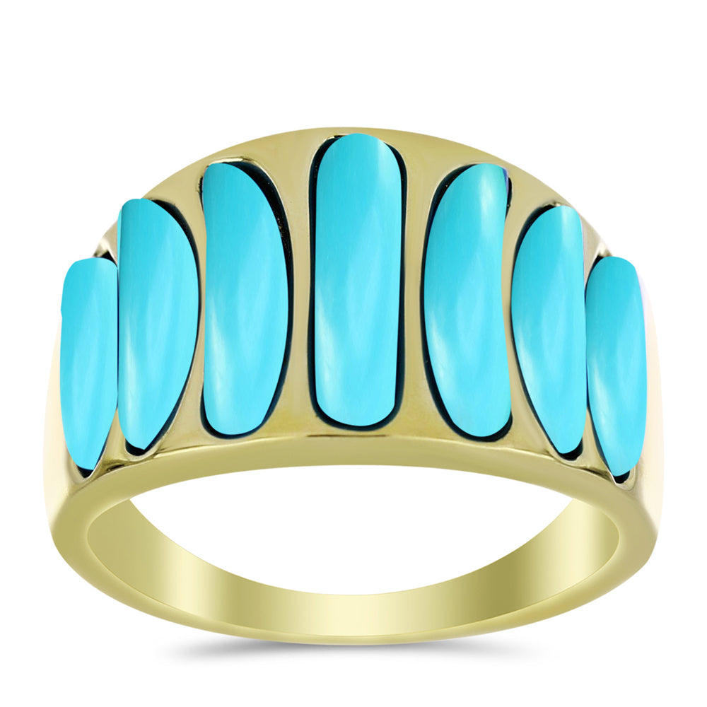 Pierścionek srebrny pozłacany z niebieskim turkusem