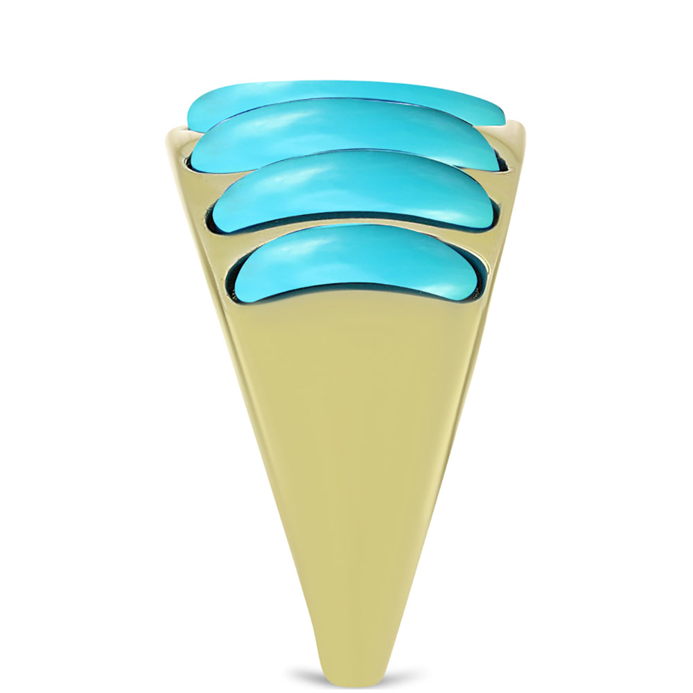 Pierścionek srebrny pozłacany z niebieskim turkusem