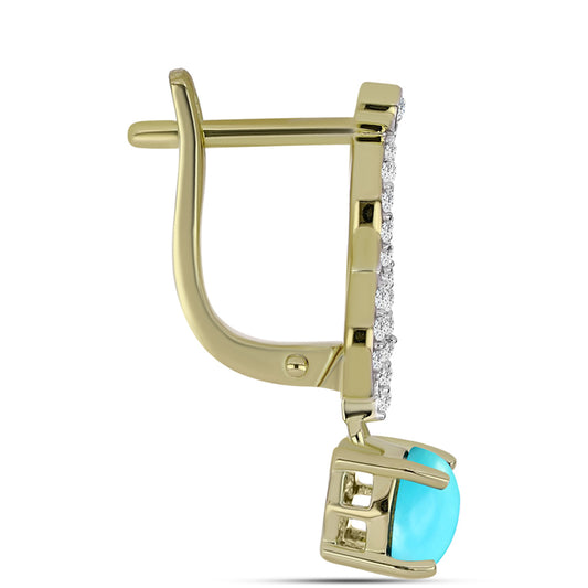 Kolczyki srebrne pozłacane z niebieskim turkusem i białym topazem