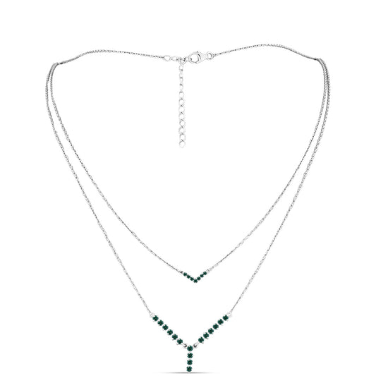 Naszyjnik ze srebra próby 925 z zielononiebieskim Mossanitem