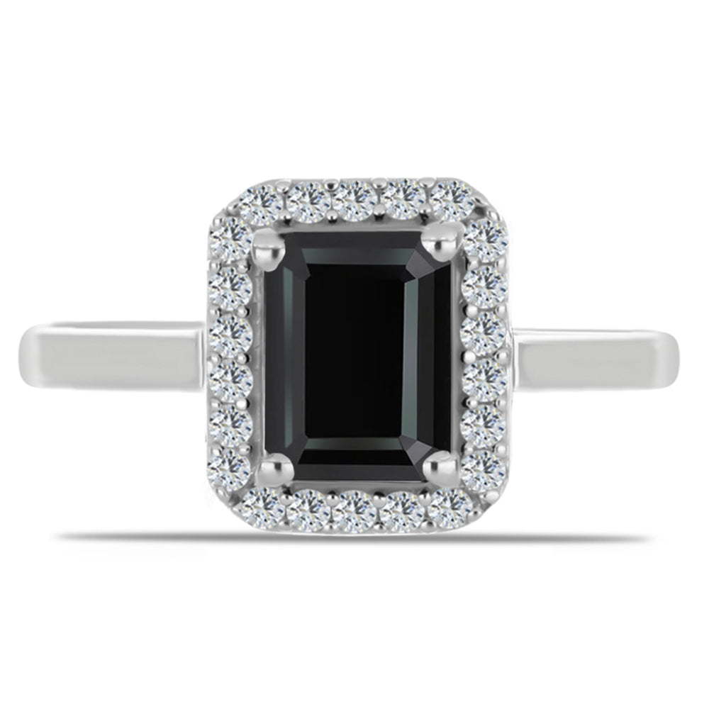 Pierścionek ze srebra próby 925 z obsidianem i białym topazem