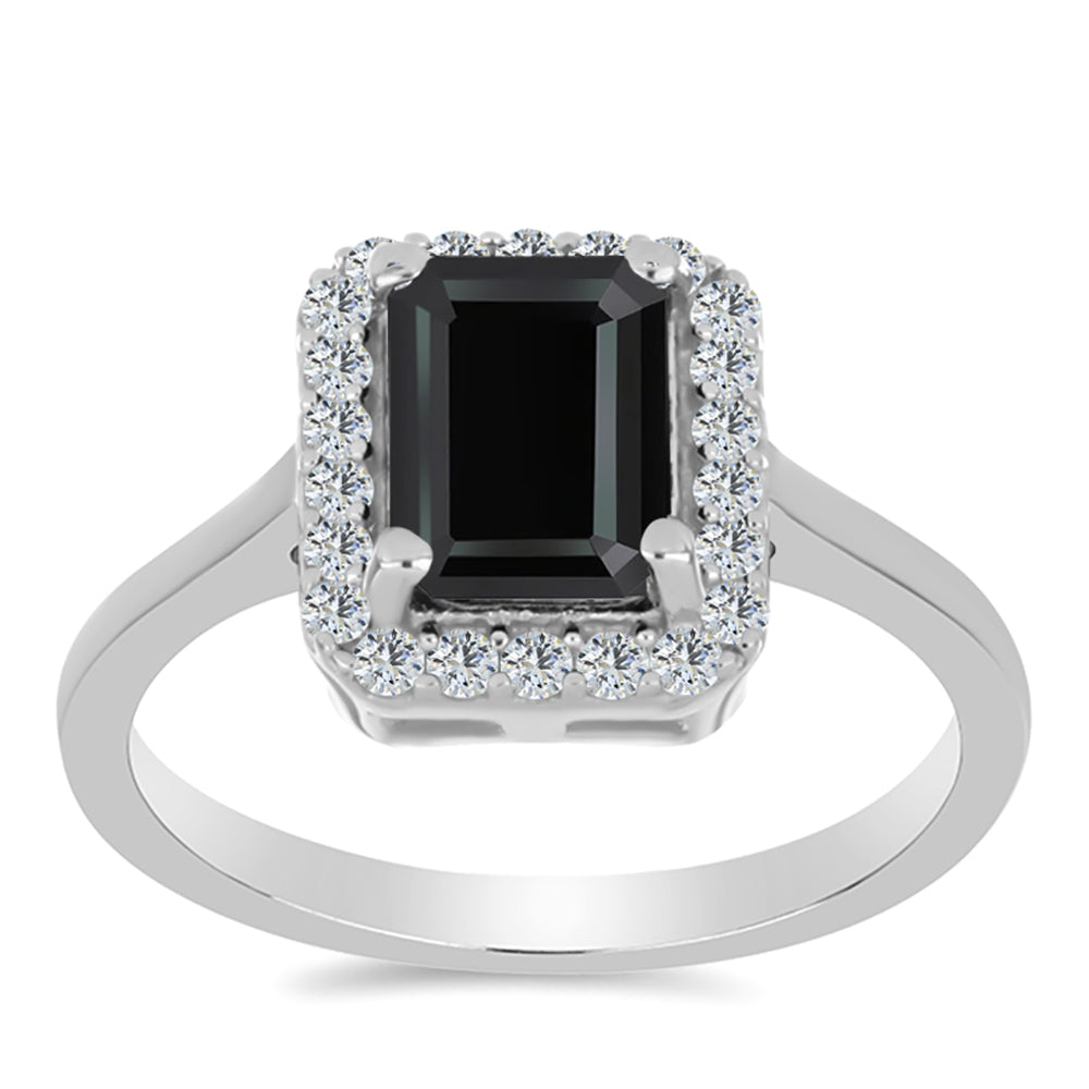 Pierścionek ze srebra próby 925 z obsidianem i białym topazem