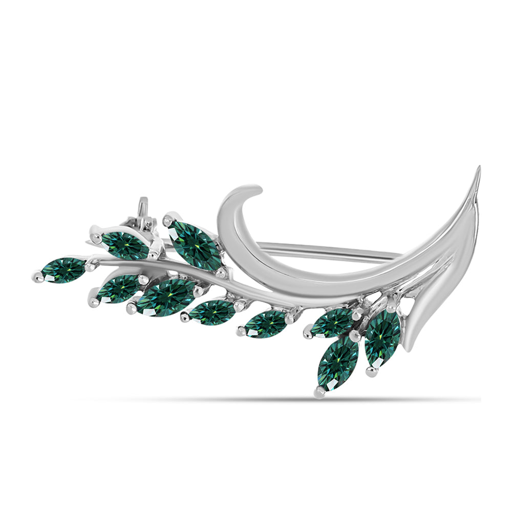 Broszka ze srebra próby 925 z zielononiebieskim Mossanitem 1 