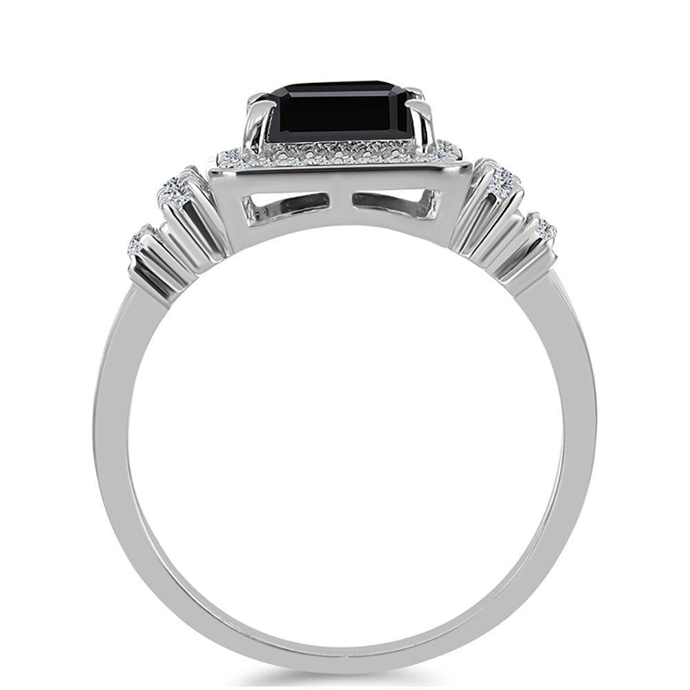 Pierścionek ze srebra próby 925 z obsidianem i białym topazem 2 