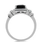 Pierścionek ze srebra próby 925 z obsidianem i białym topazem