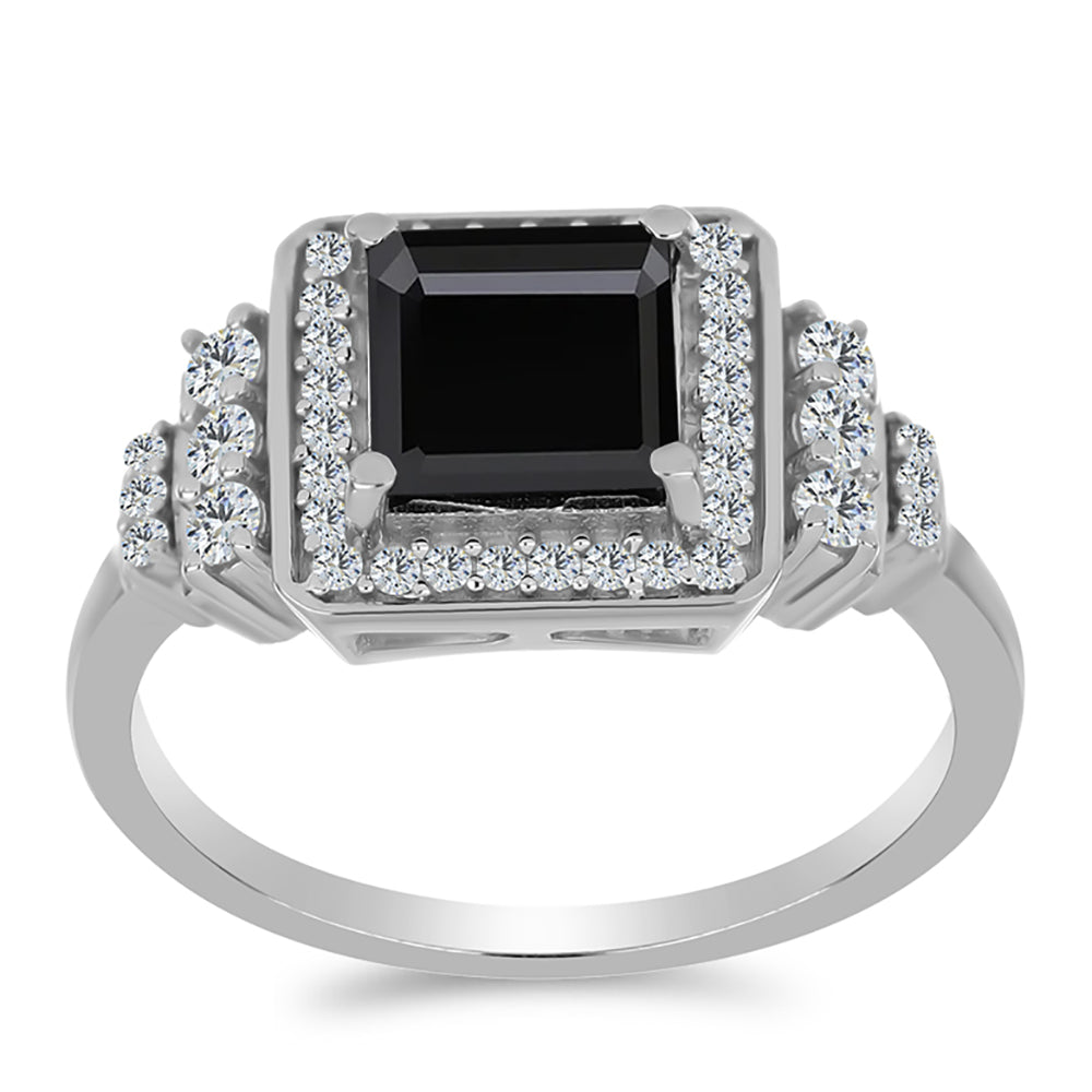 Pierścionek ze srebra próby 925 z obsidianem i białym topazem 3 