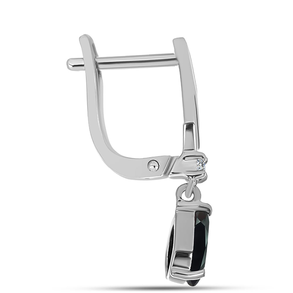 Kolczyki ze srebra próbe 925 z obsidianem i białym topazem 2 