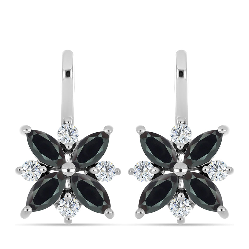 Kolczyki ze srebra próbe 925 z obsidianem i białym topazem 1 