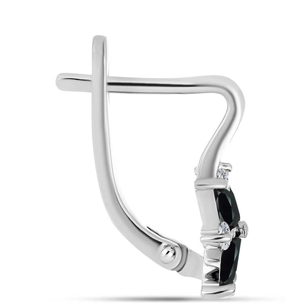 Kolczyki ze srebra próbe 925 z obsidianem i białym topazem