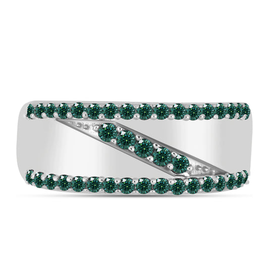 Pierścionek ze srebra próby 925 z zielononiebieskim Mossanitem