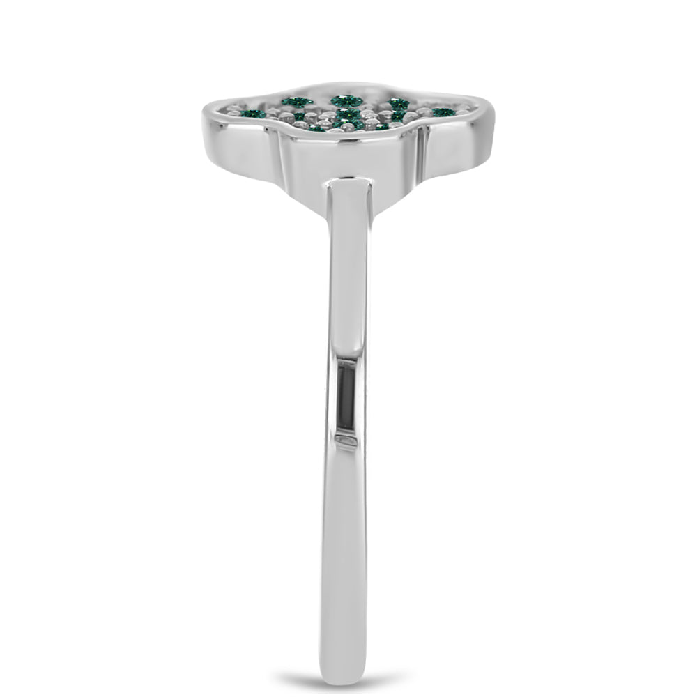 Pierścionek ze srebra próby 925 z zielononiebieskim Mossanitem 4 